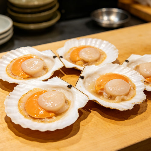 Frozen Half Shell Scallops with Roe